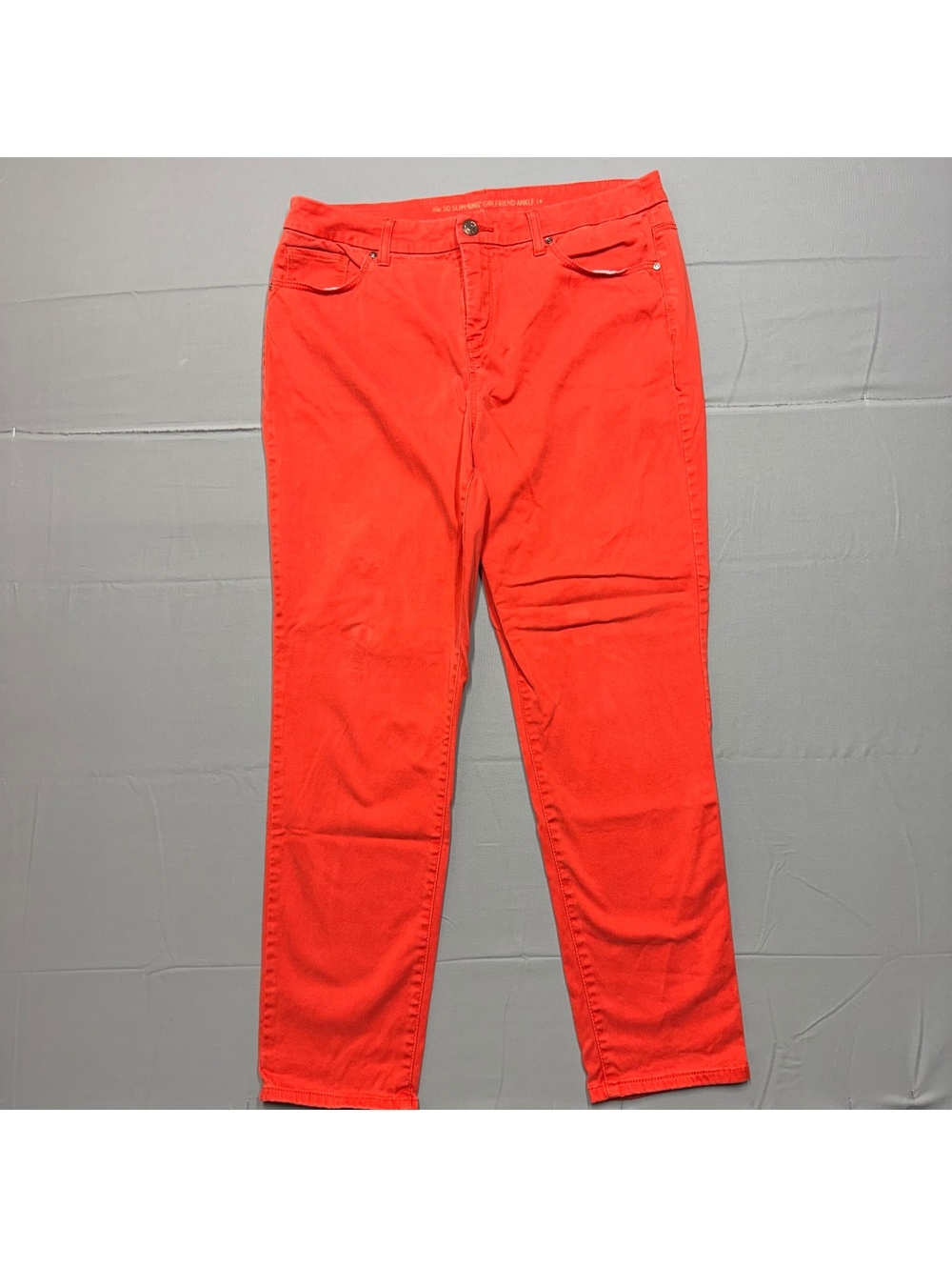 Chico's Womens So Slimming Girlfriend Ankle Pants Stretch Size 12 Coral Red